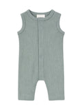 Organic Waffle Easy Romper, Mountain Green