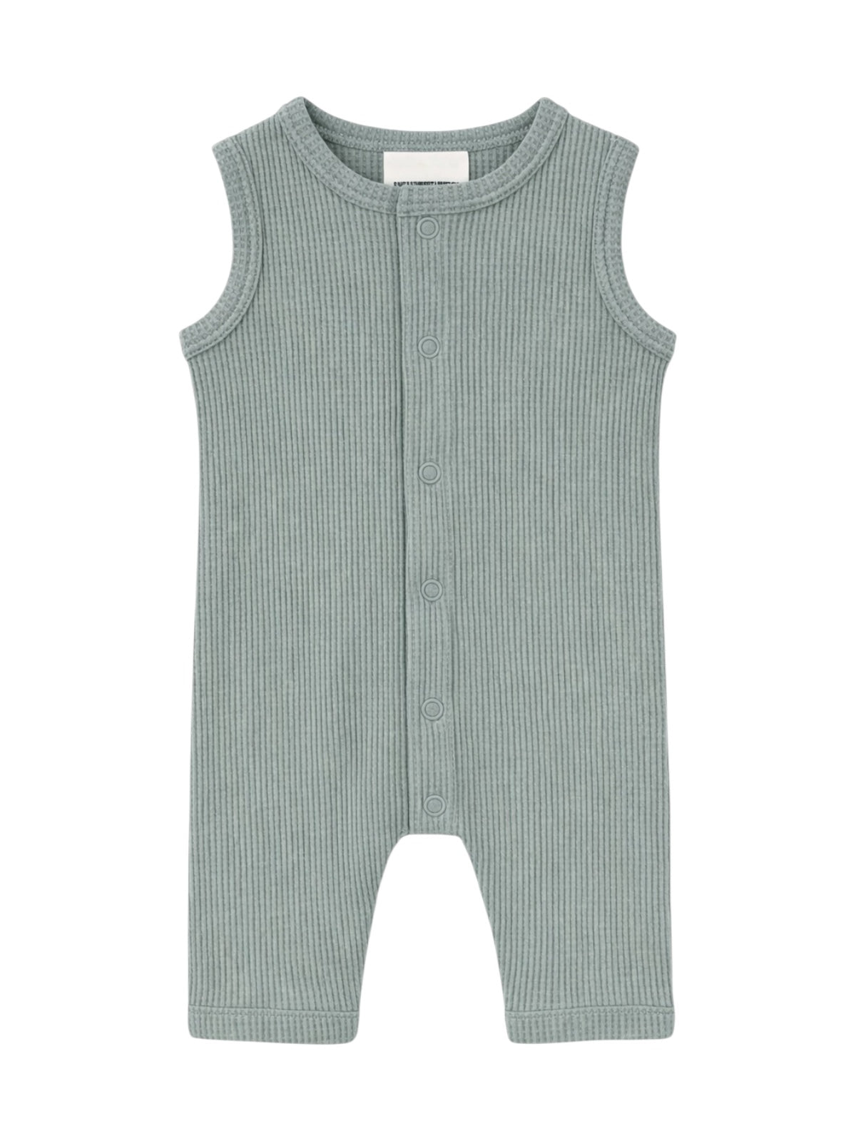 Organic Waffle Easy Romper, Mountain Green