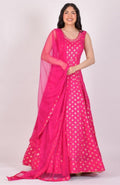 Pink Sequin Anarkali Gown With Dupatta