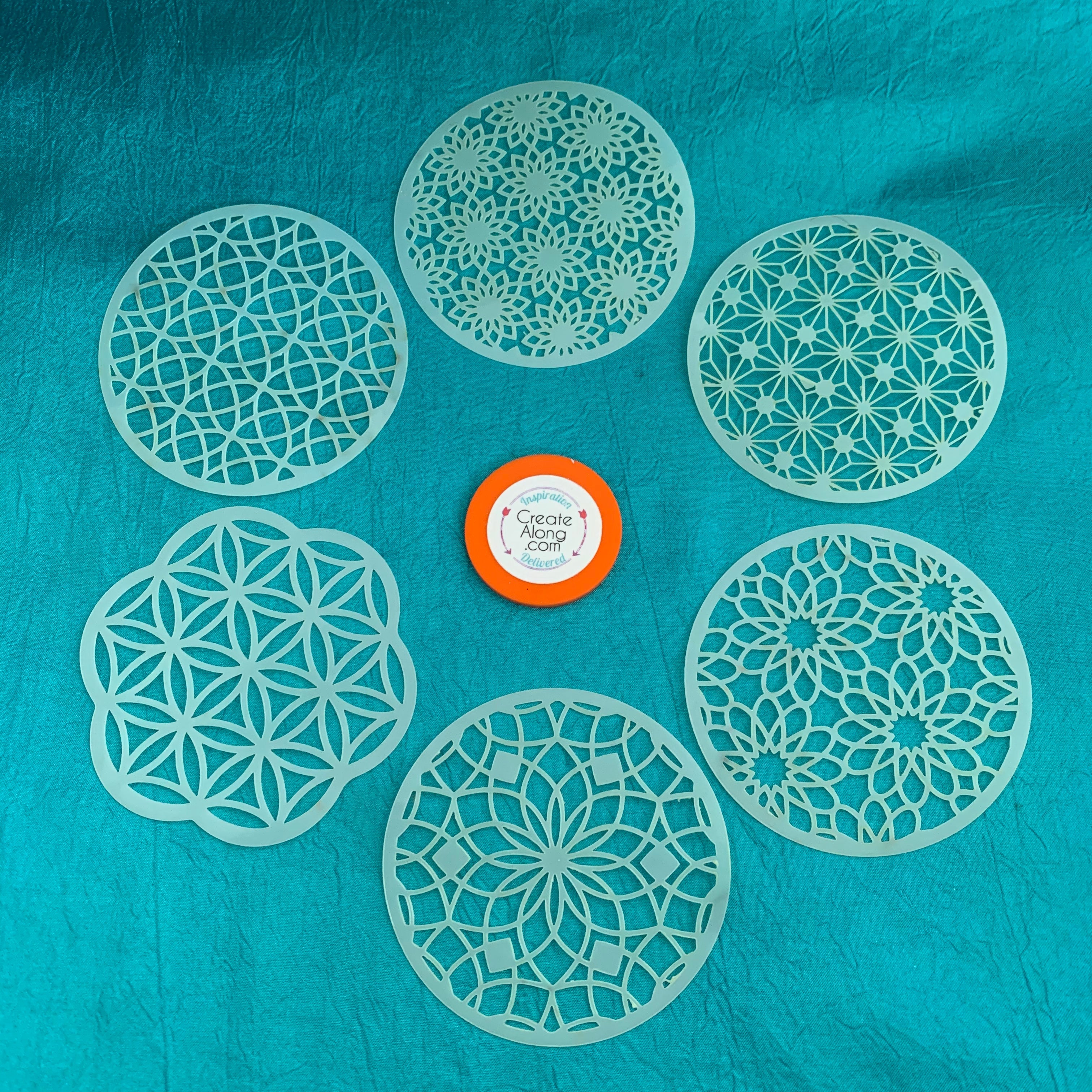 Coin Set #3 Round Mandala Stencils 6 patterns for polymer clay art jewelry mixed media