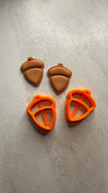 Acorns Mirrored polymer clay cutter set earrings Autumn motif