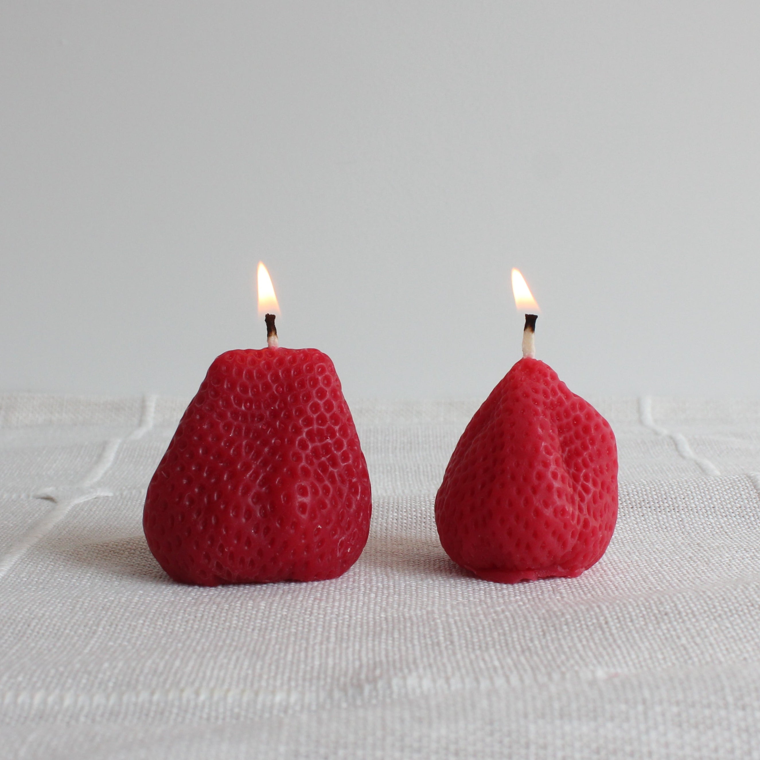 Big Strawberry Beeswax Candle Pair by Happy Organics