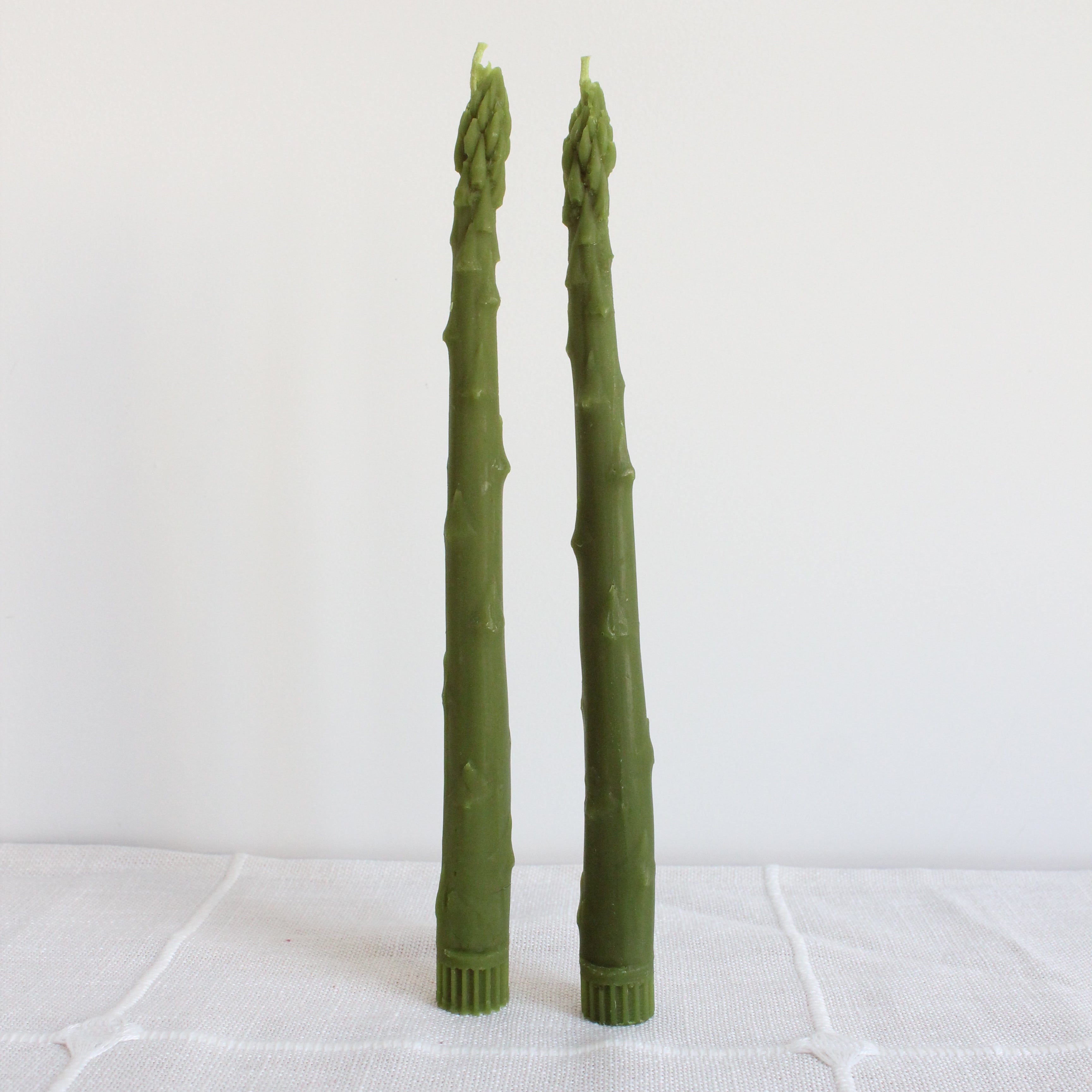 Pair of Asparagus Tapered Beeswax Candles by Happy Organics