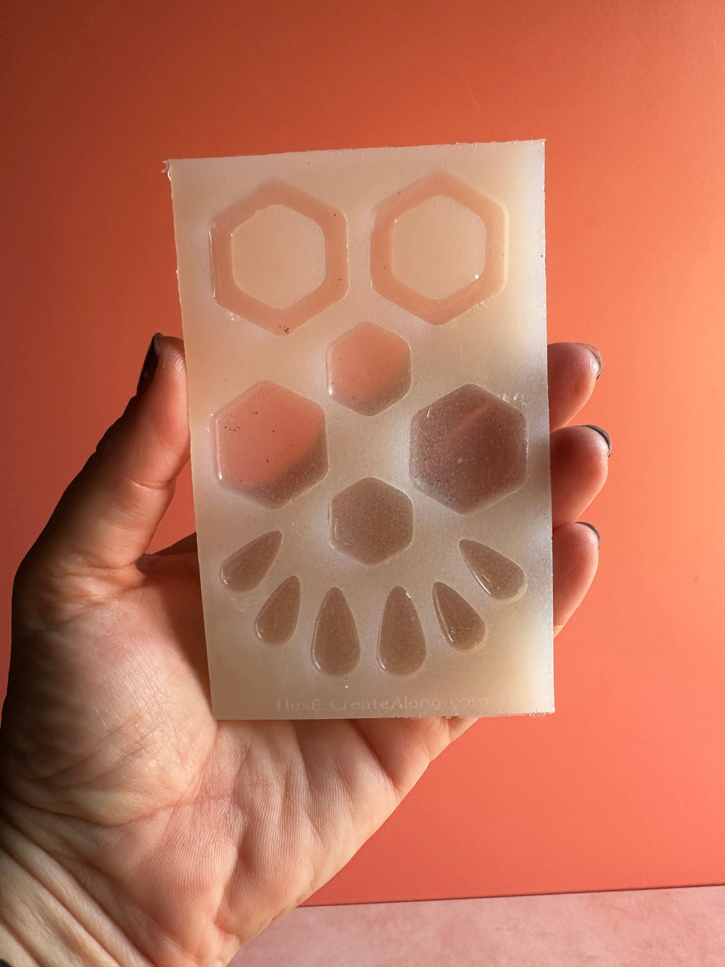 HexE Soft hexagons translucent silicone mold polymer clay UV resin earrings