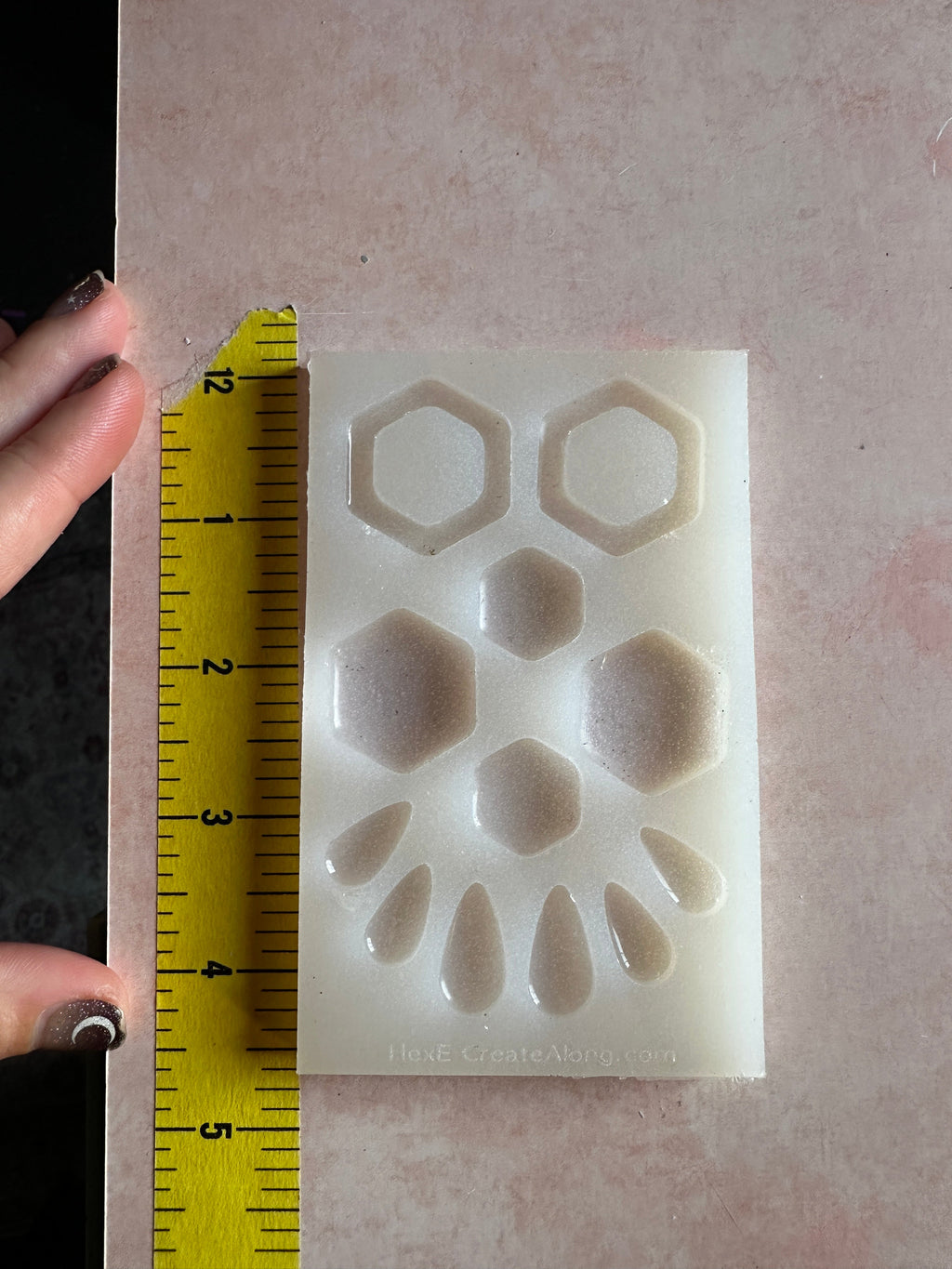 HexE Soft hexagons translucent silicone mold polymer clay UV resin earrings