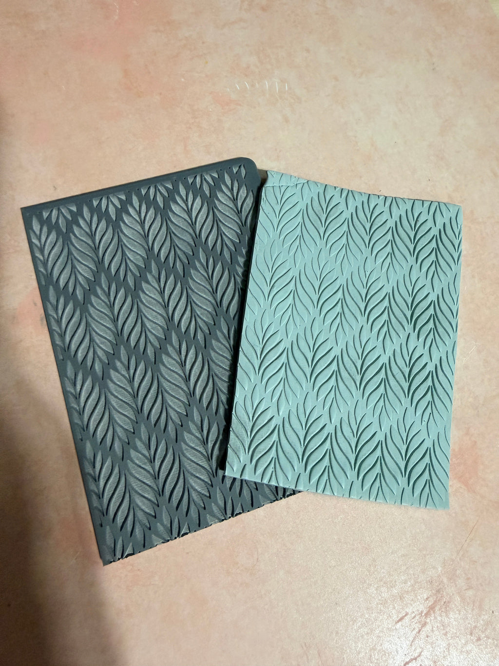 Bargello Leafy polymer clay rubber stamp texture mat