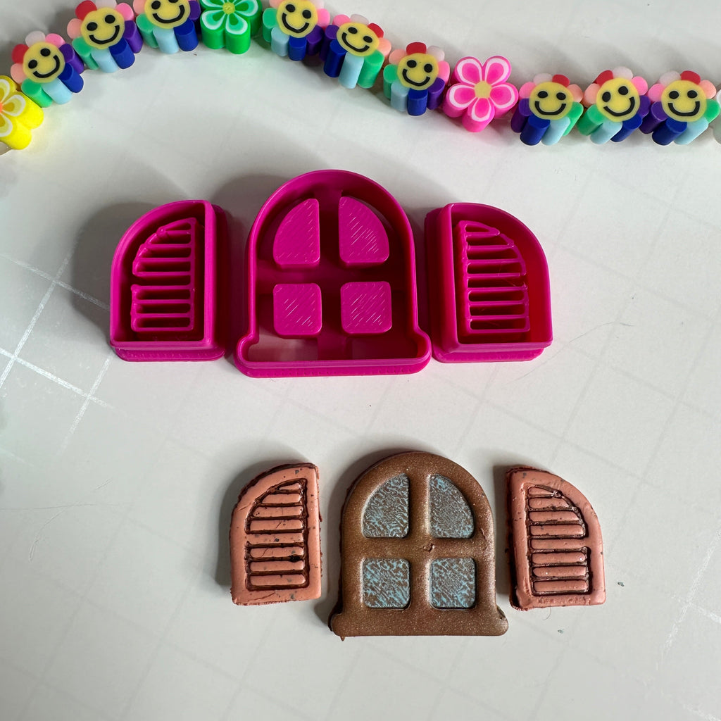 Fairy Window with Shutters Polymer Clay Cutter Set – 1 Inch Tall Fairy Doors & More
