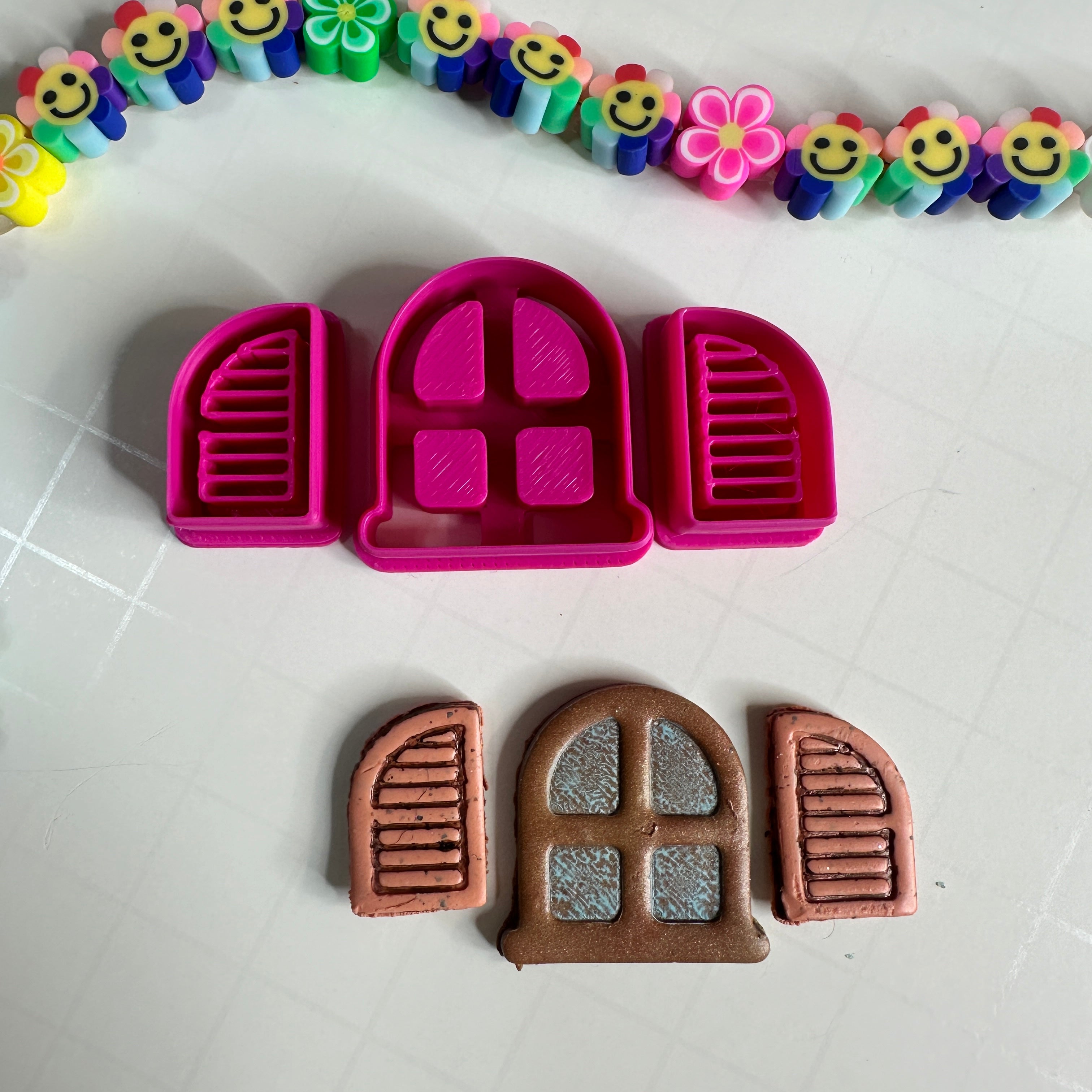 Fairy Window with Shutters Polymer Clay Cutter Set – 1 Inch Tall Fairy Doors & More