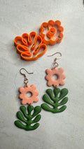 Floopy Flower Polymer Clay Cutter Set – 2-Piece Earring Cutter | Whimsical Flower + Abstract Leaf