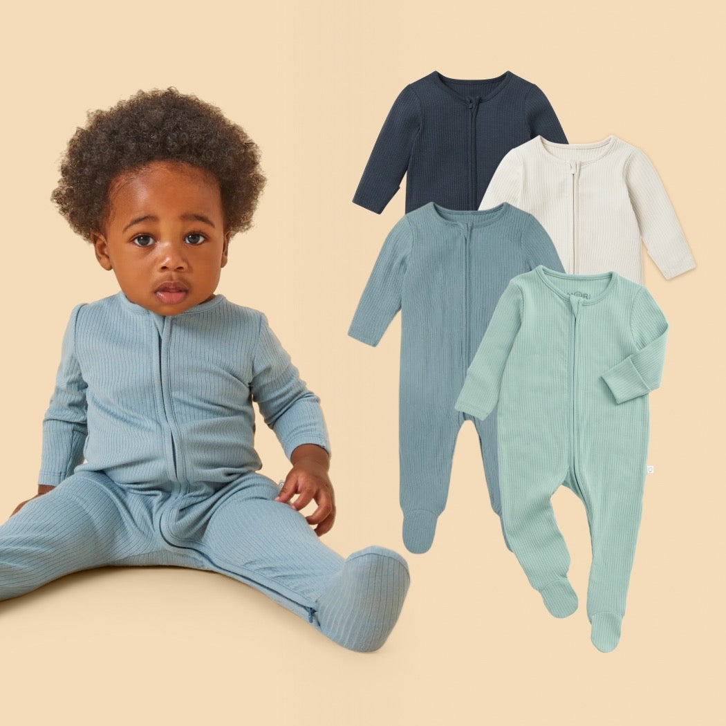 Ribbed Clever Zip Sleepsuit 4 Pack