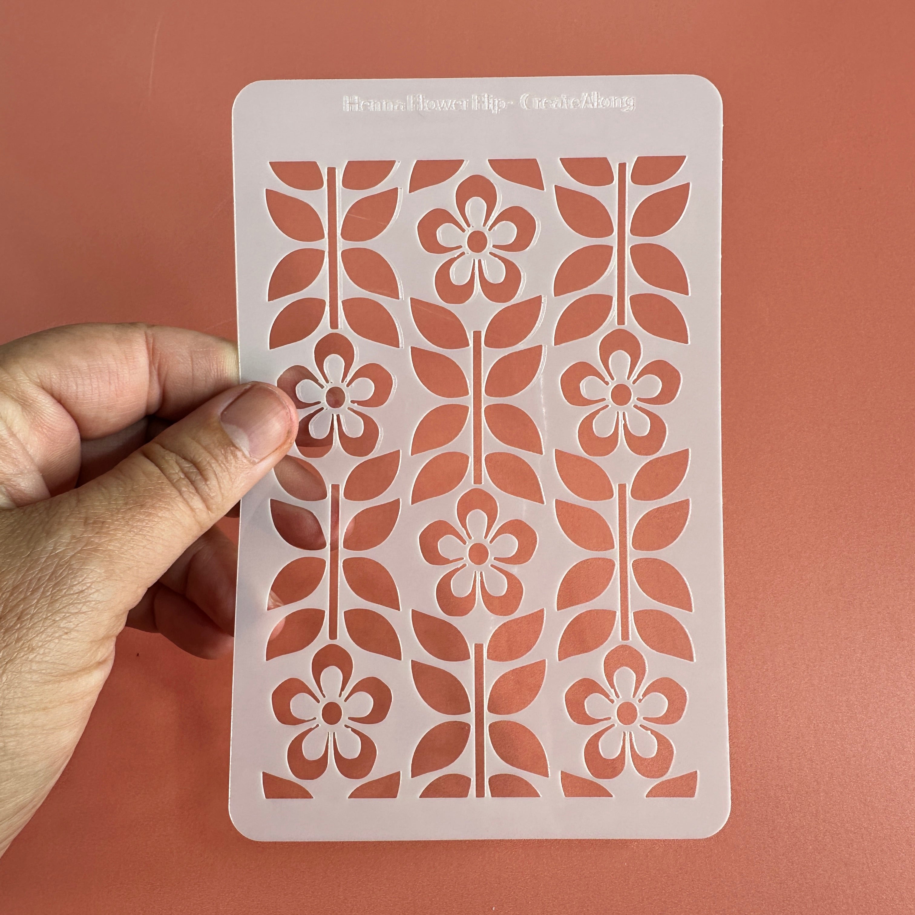 Henna Flower Flip Botanical Mylar Stencil texture sheet