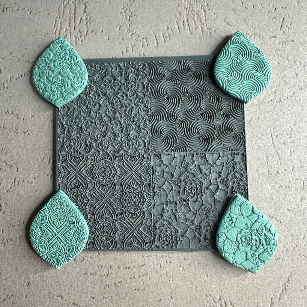 Succulent Swirl 4x Texture Tiles Rubber stamp sheet