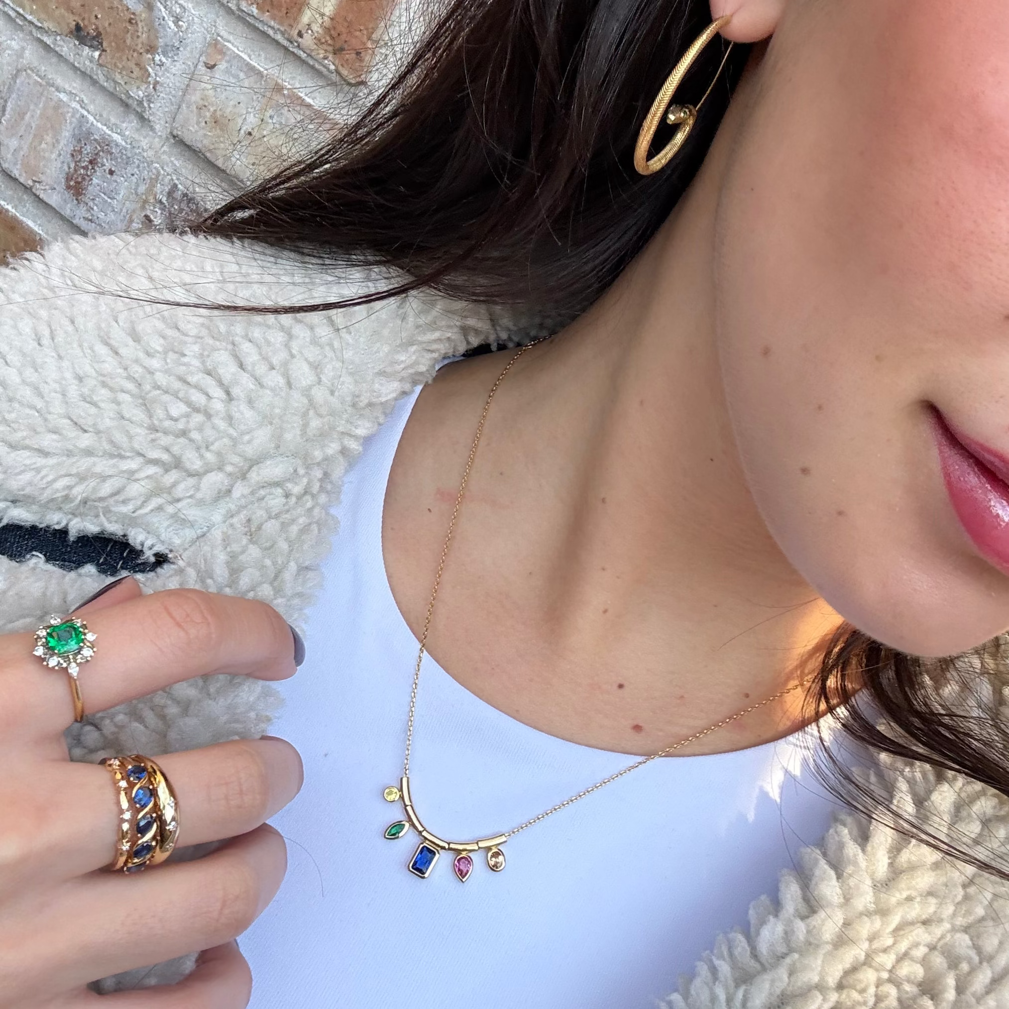 Technicolor Gem Drop Necklace