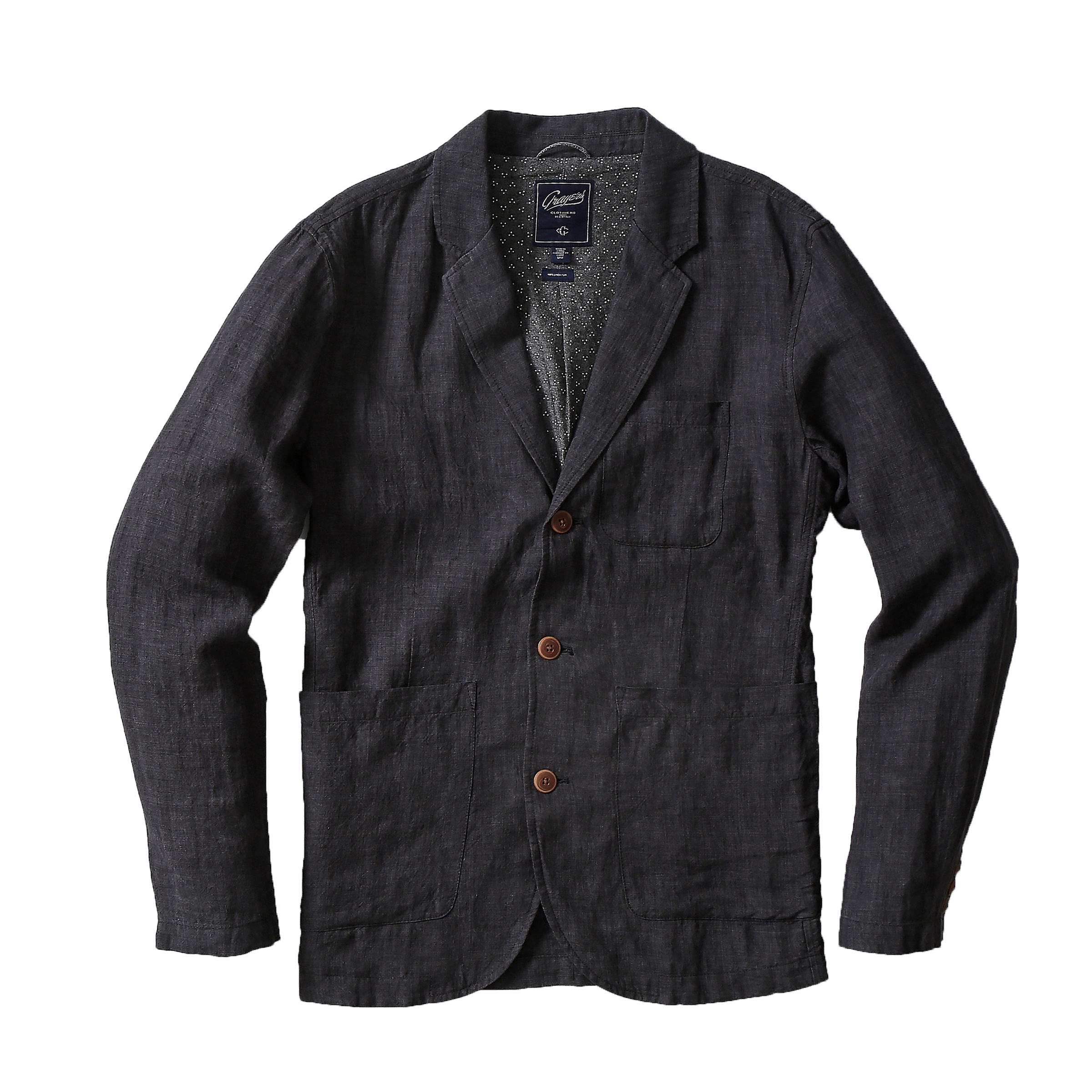 Aventura Washed Linen Blazer - Charcoal