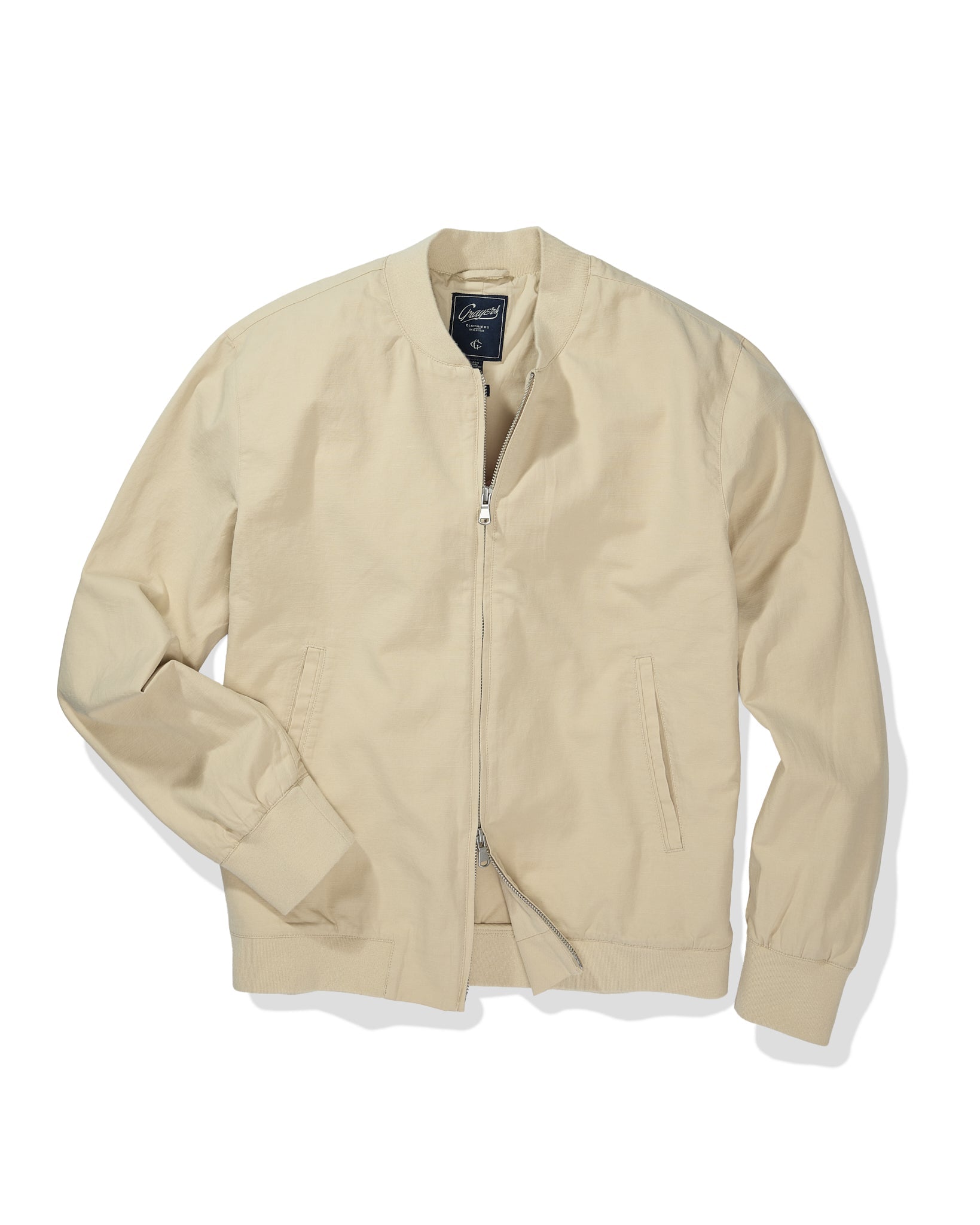 Conrad Cotton Linen Bomber - Light Khaki