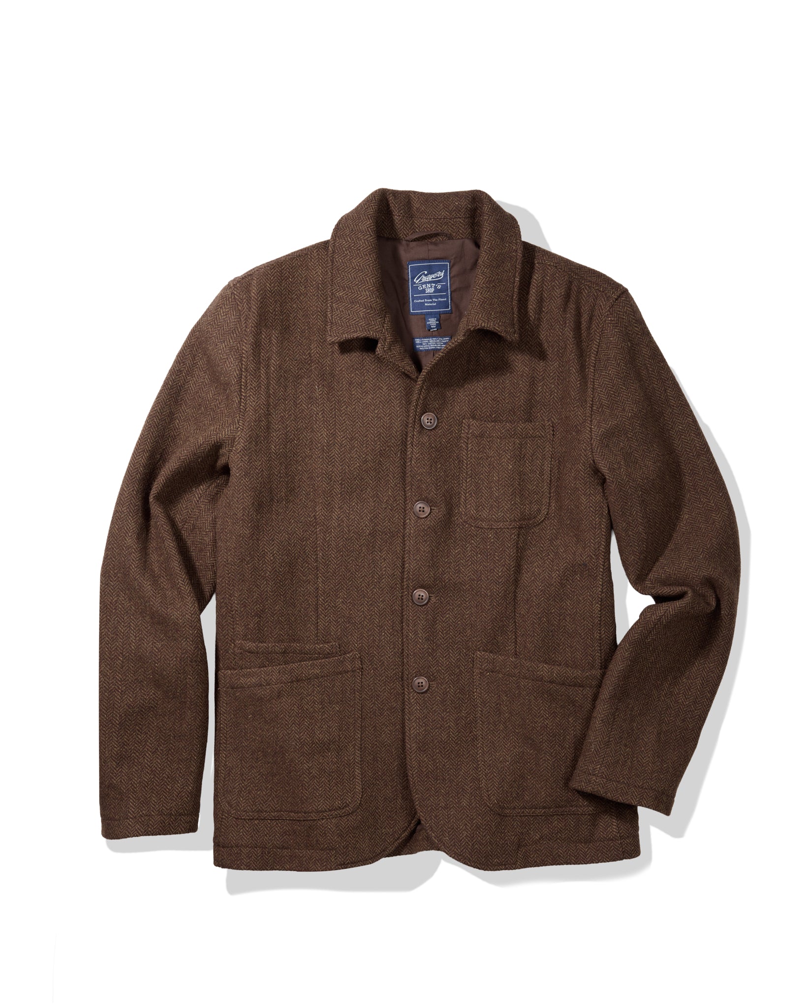 Tweed Industrial Jacket - Brown Herringbone