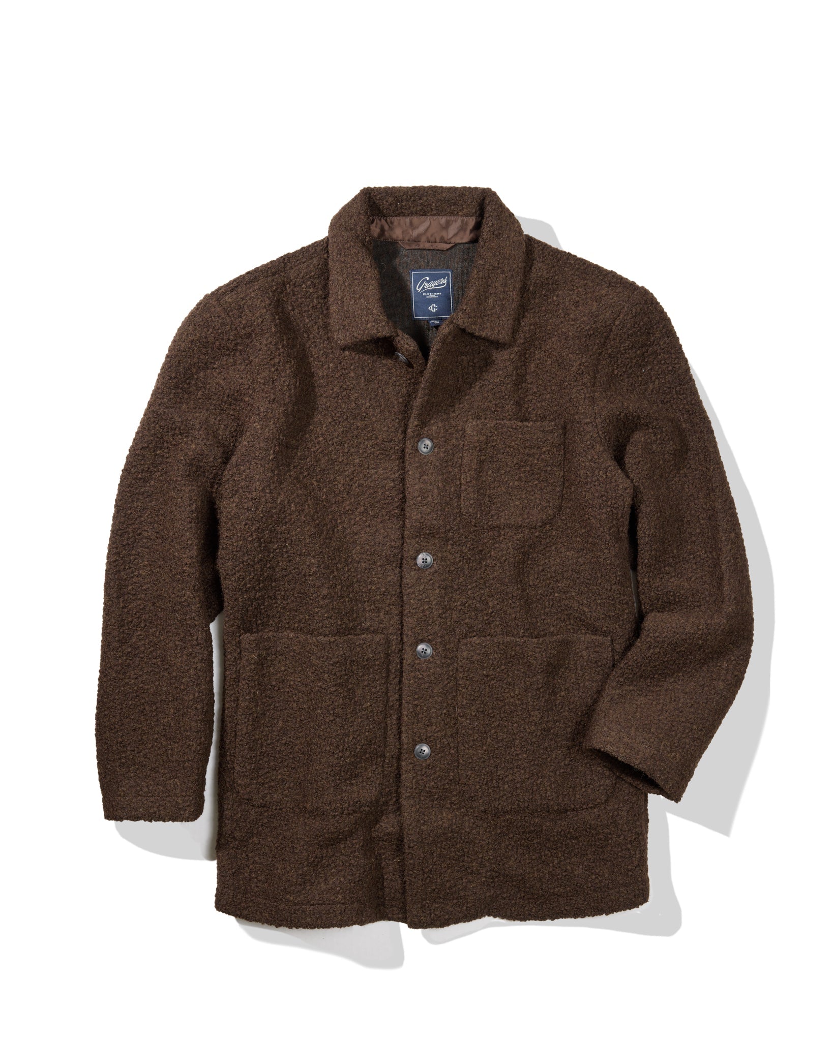 Wool Boucle Car Coat - Dark Chocolate
