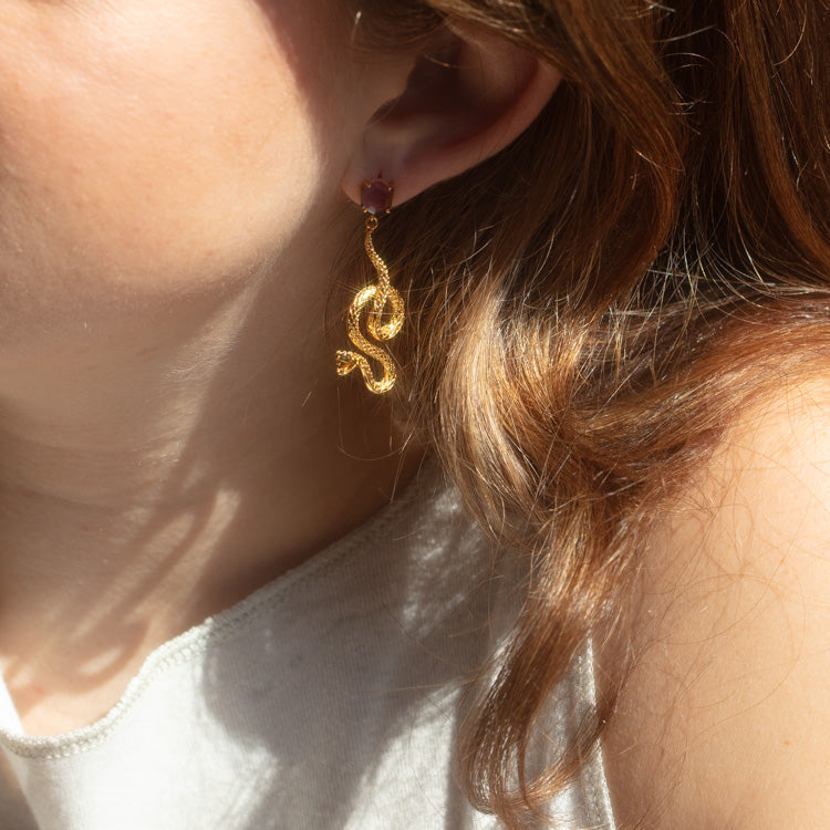 Awaken Amethyst Snake Earrings