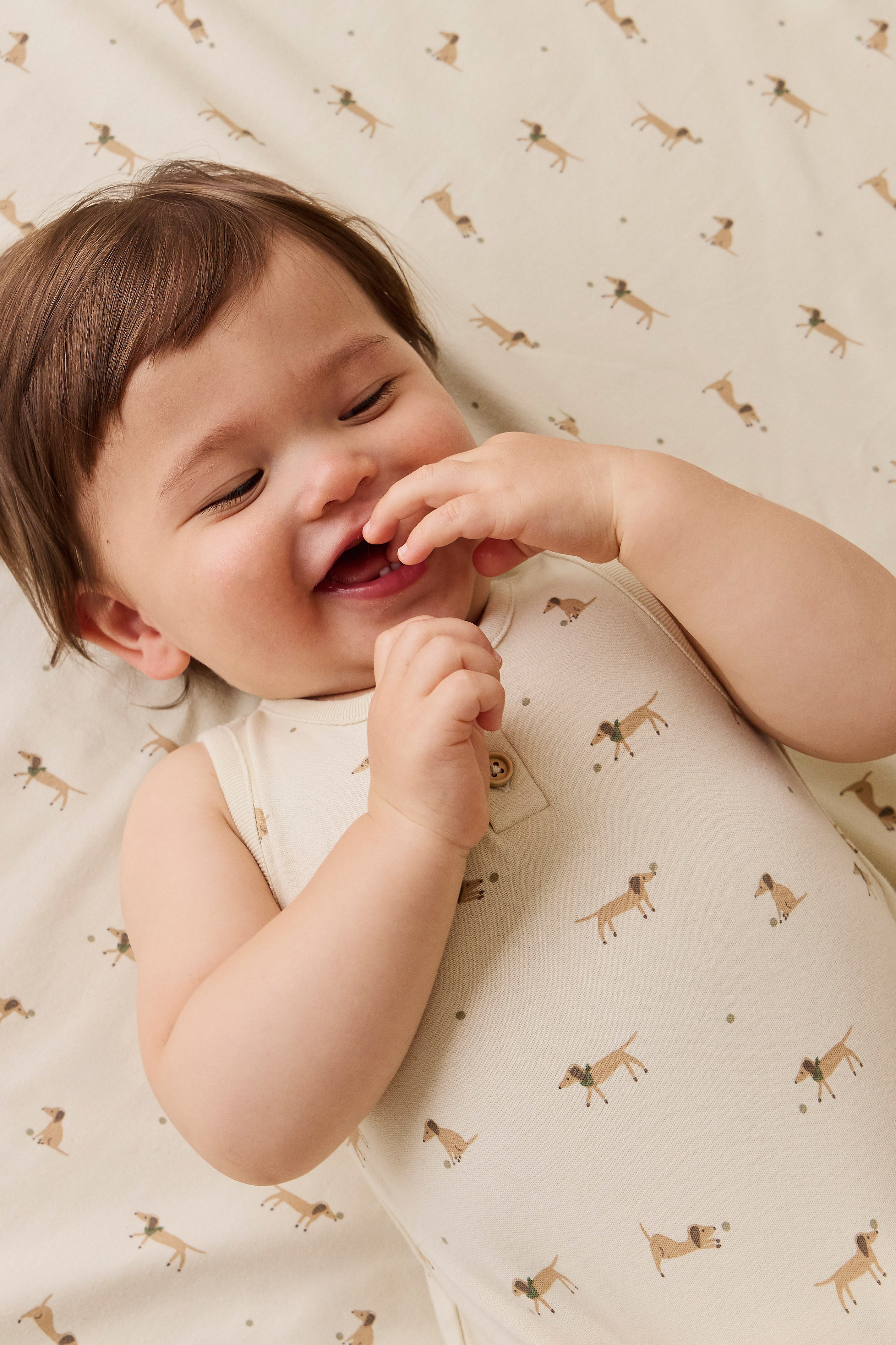Organic Cotton Archie Playsuit - Play Ball Cassava