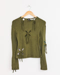 Petal Patches Top in Swamp Green