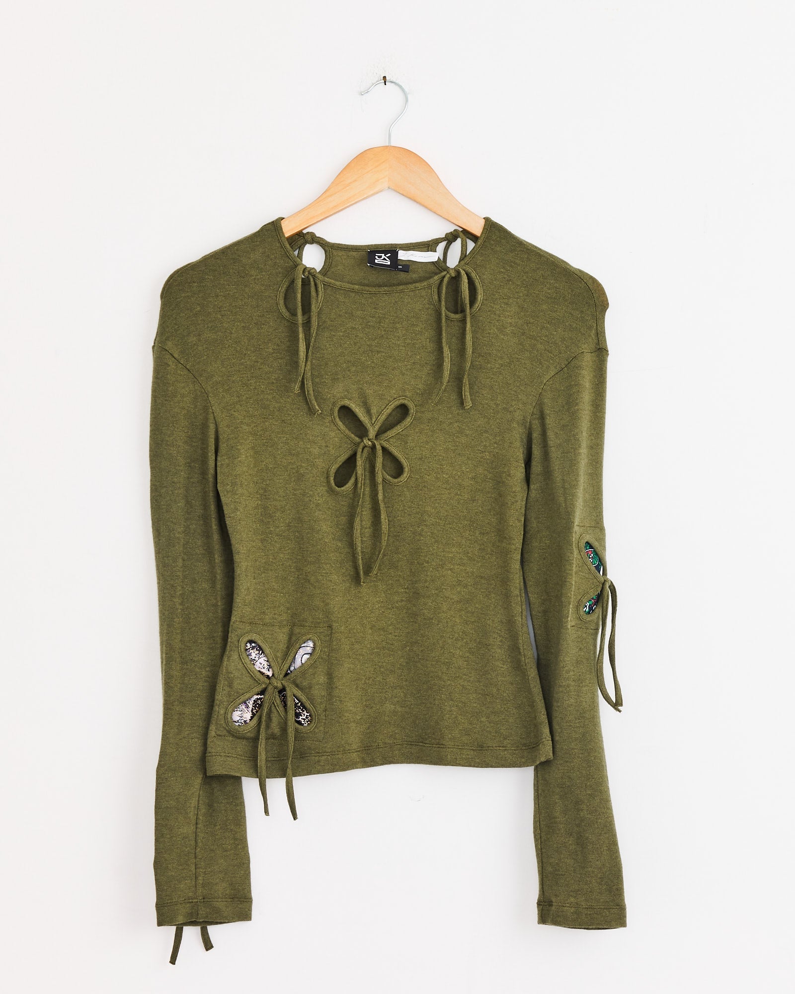 Petal Patches Top in Swamp Green