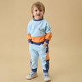 KIDLY by MORI Colourblock Sweatshirt & Joggers Outfit - Blue & Orange