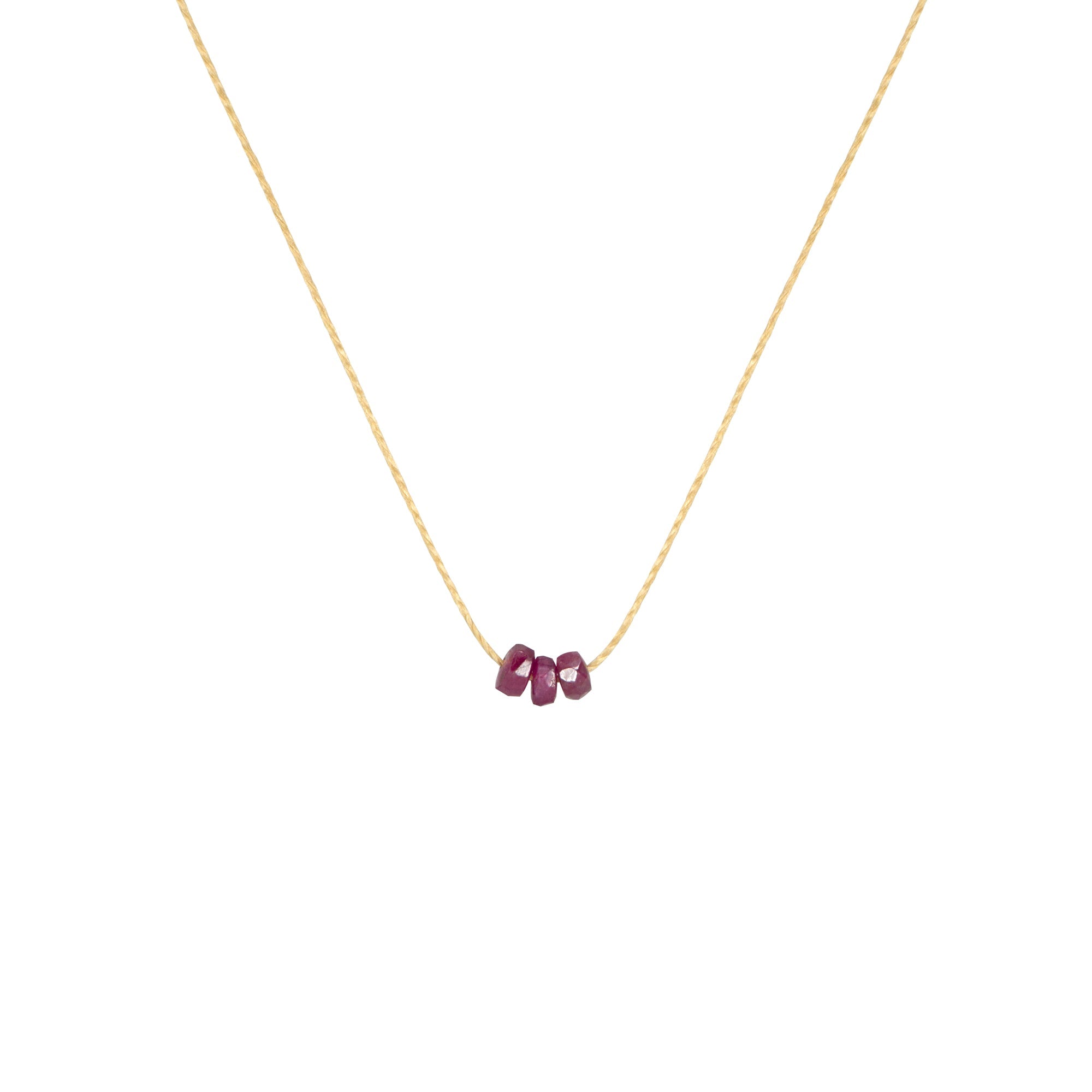 July Birthstone Make A Wish Necklace with Faceted Rubies