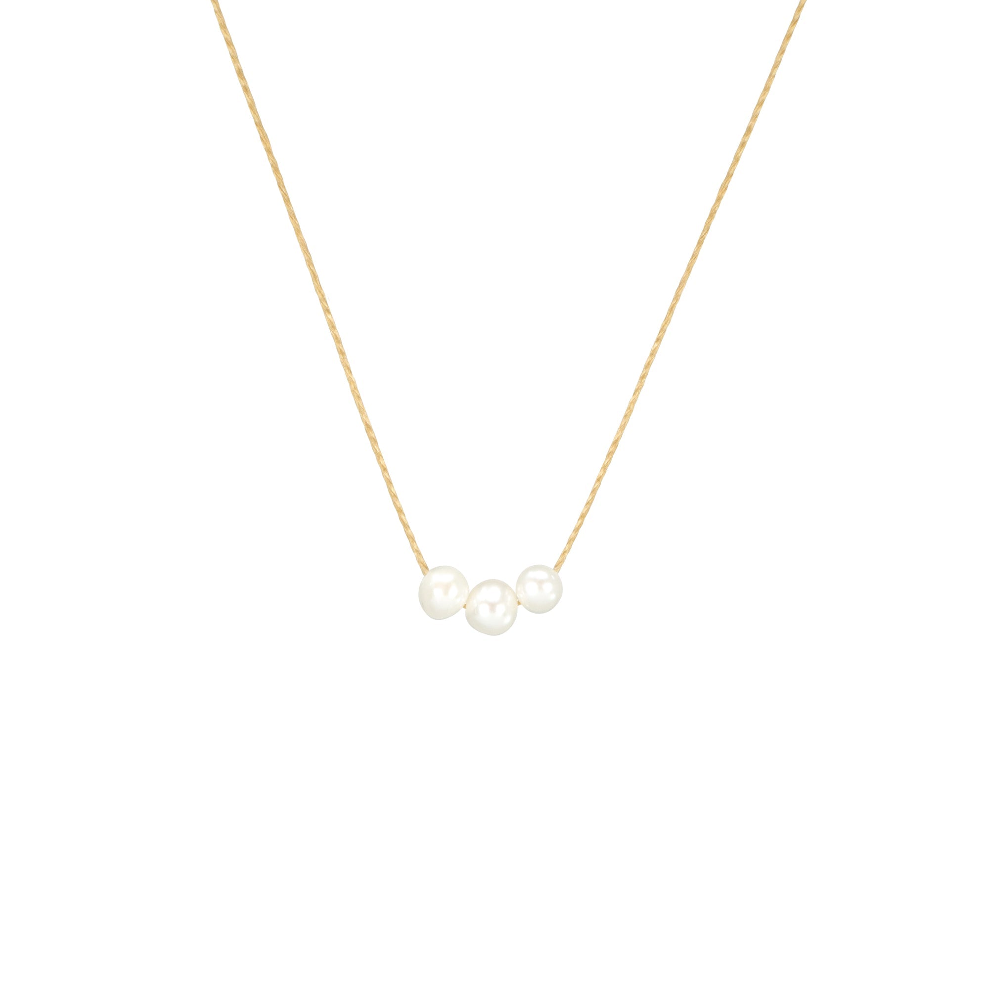 June Birthstone Make A Wish Necklace with Three Round Pearls