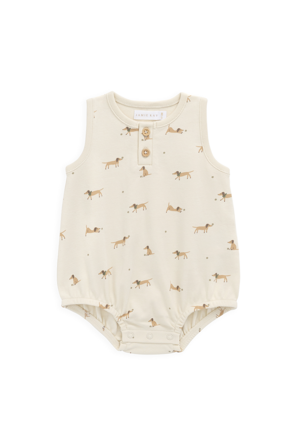 Organic Cotton Archie Playsuit - Play Ball Cassava