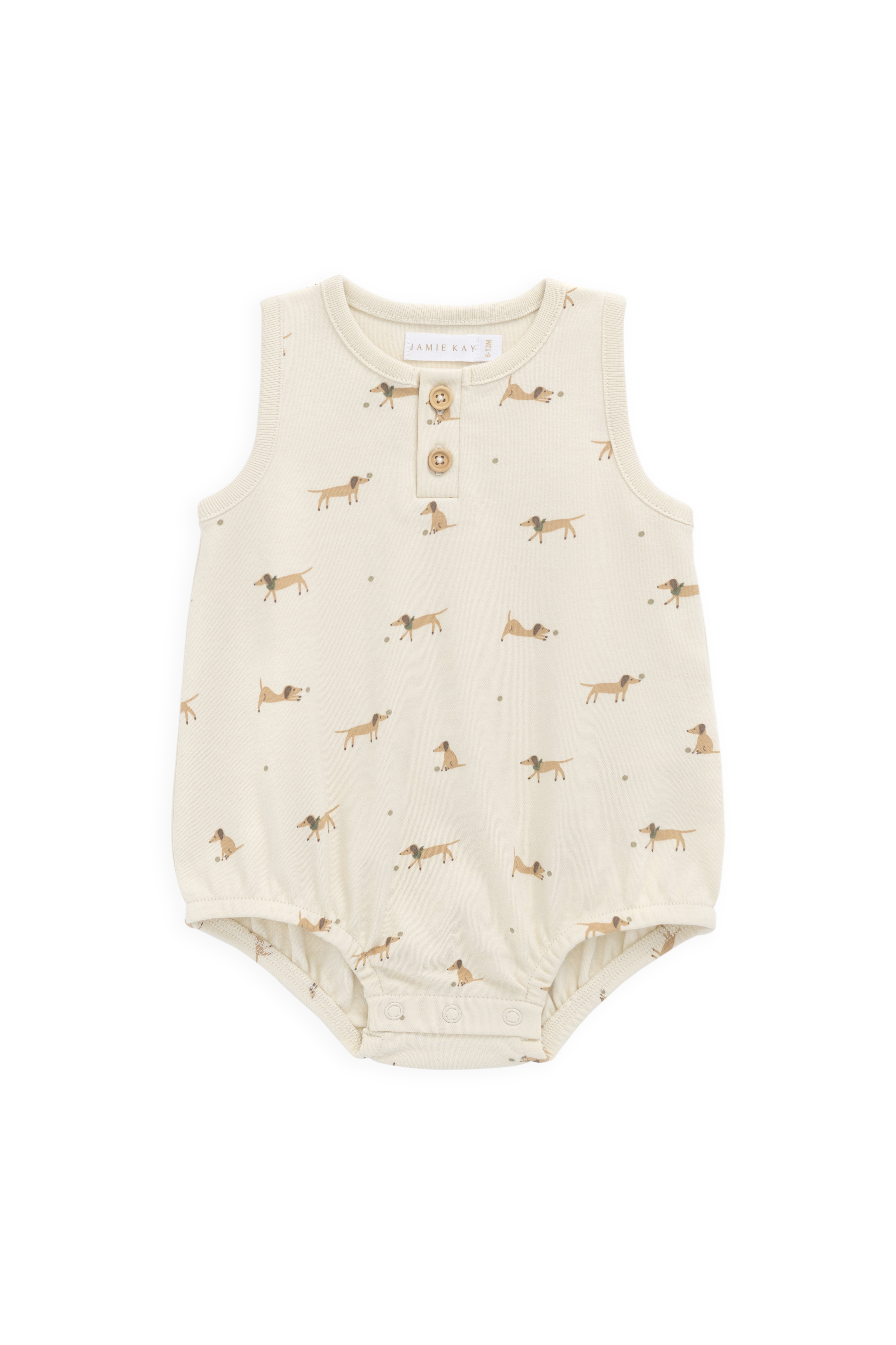 Organic Cotton Archie Playsuit - Play Ball Cassava
