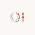 January Birthstone Huggies in Silver with Garnet CZ