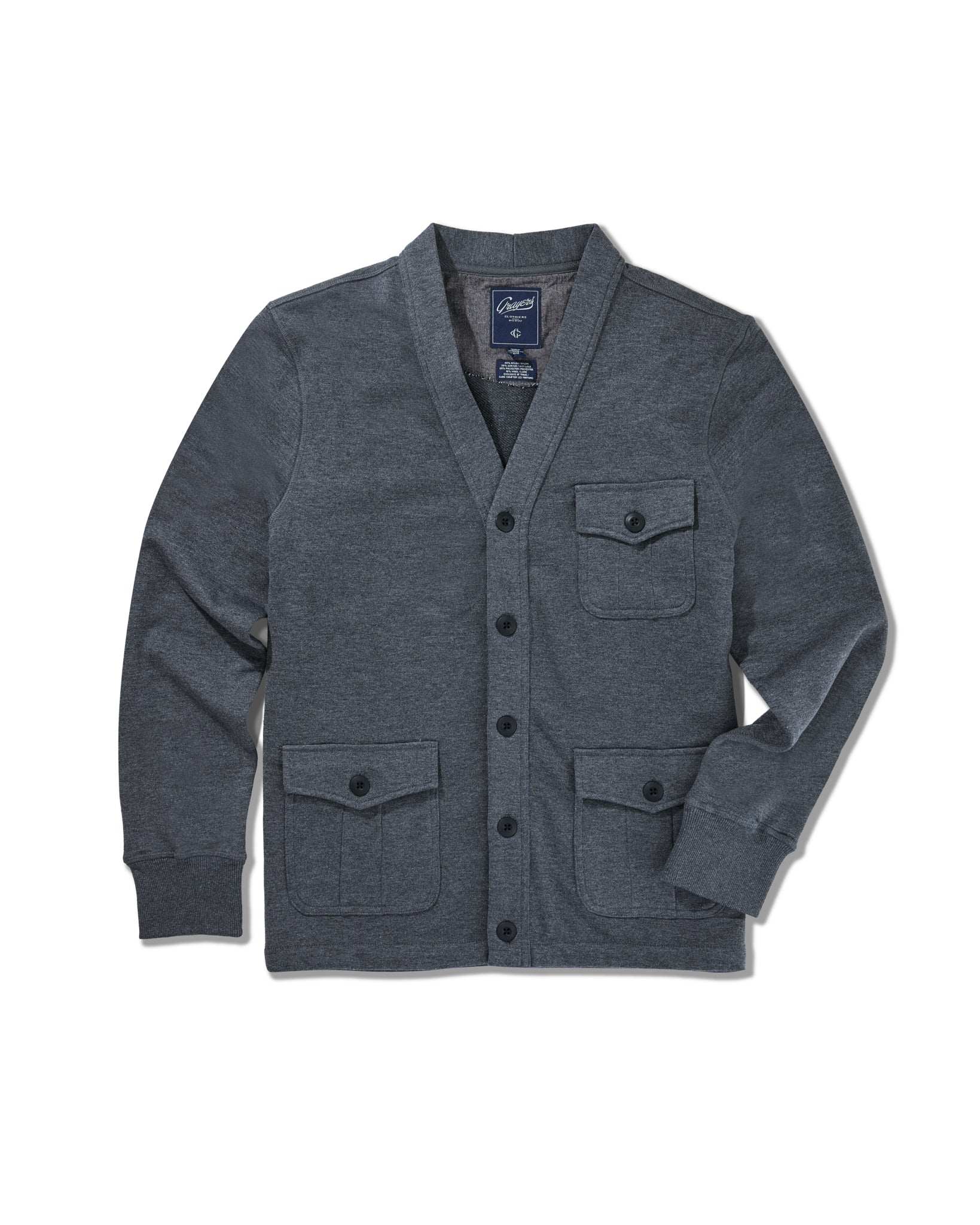 Boise Cotton Wool Terry Cardigan - Charcoal