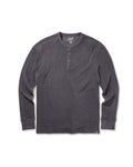 Clint Long Sleeve Waffle Henley - Charcoal
