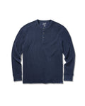Clint Long Sleeve Waffle Henley - Dark Navy