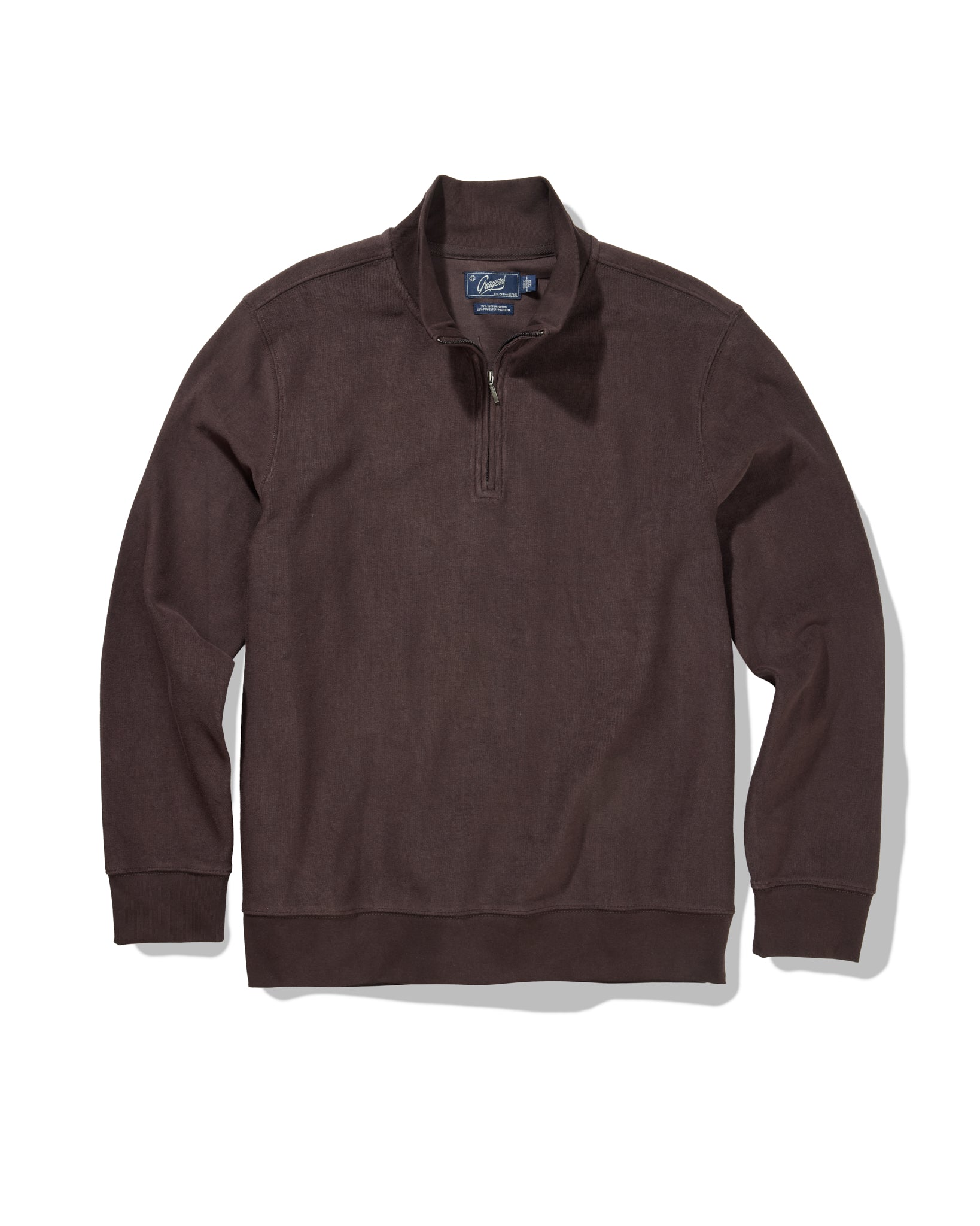 Pembroke Sueded Rib Jacquard 1/4 Zip - Dark Chocolate