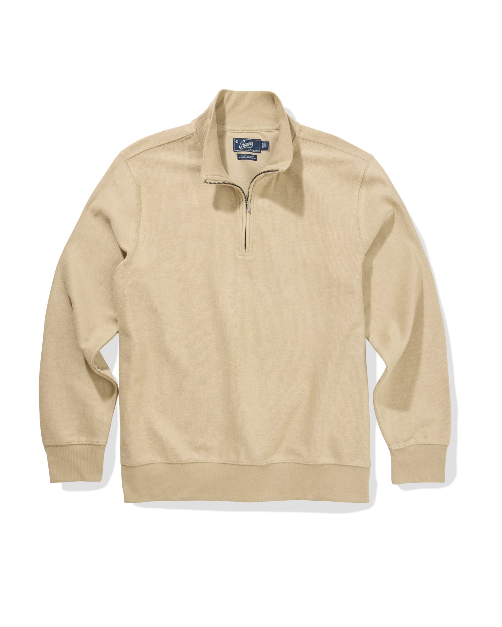 Pembroke Sueded Rib Jacquard 1/4 Zip - Mocha