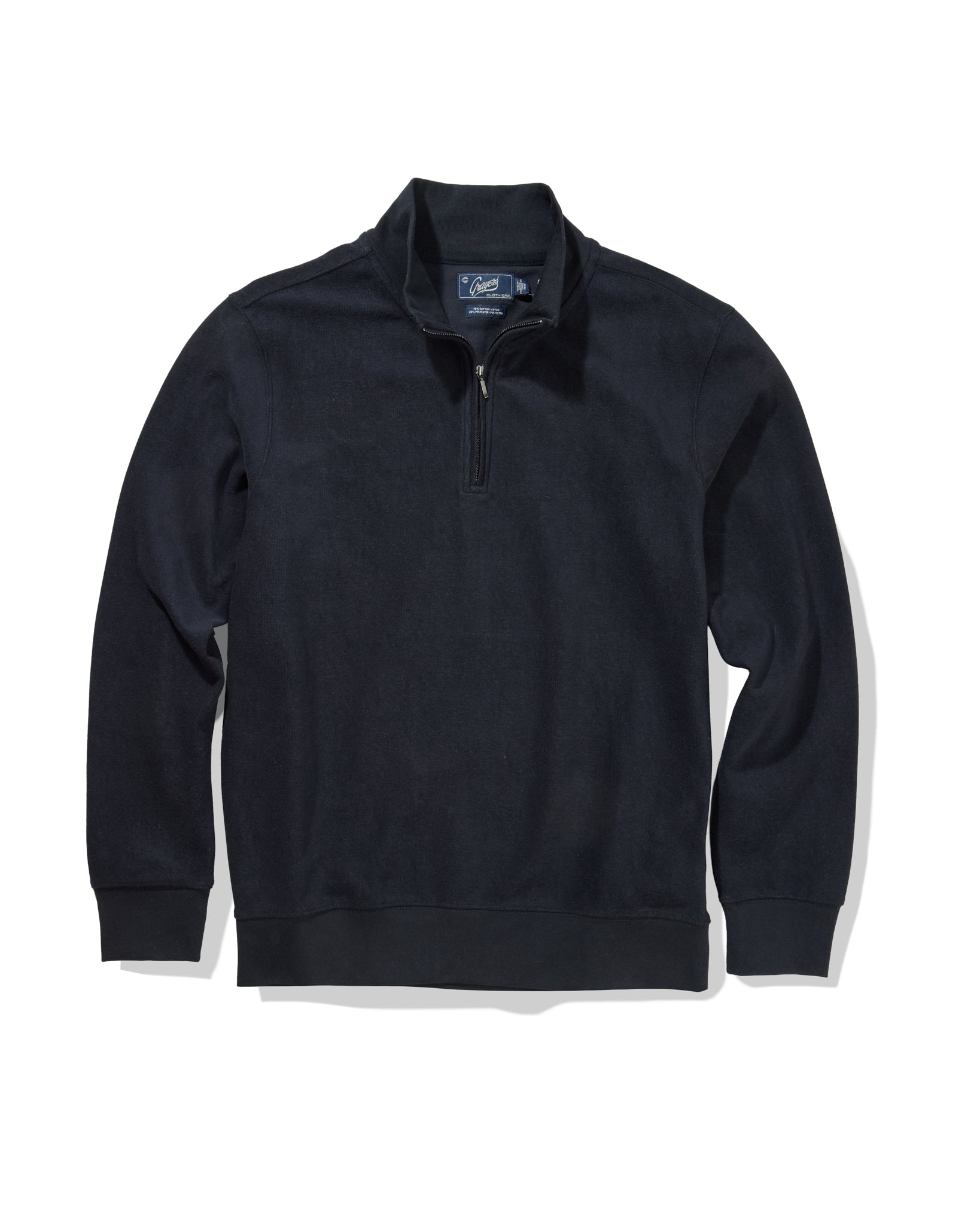 Pembroke Sueded Rib Jacquard 1/4 Zip- Navy