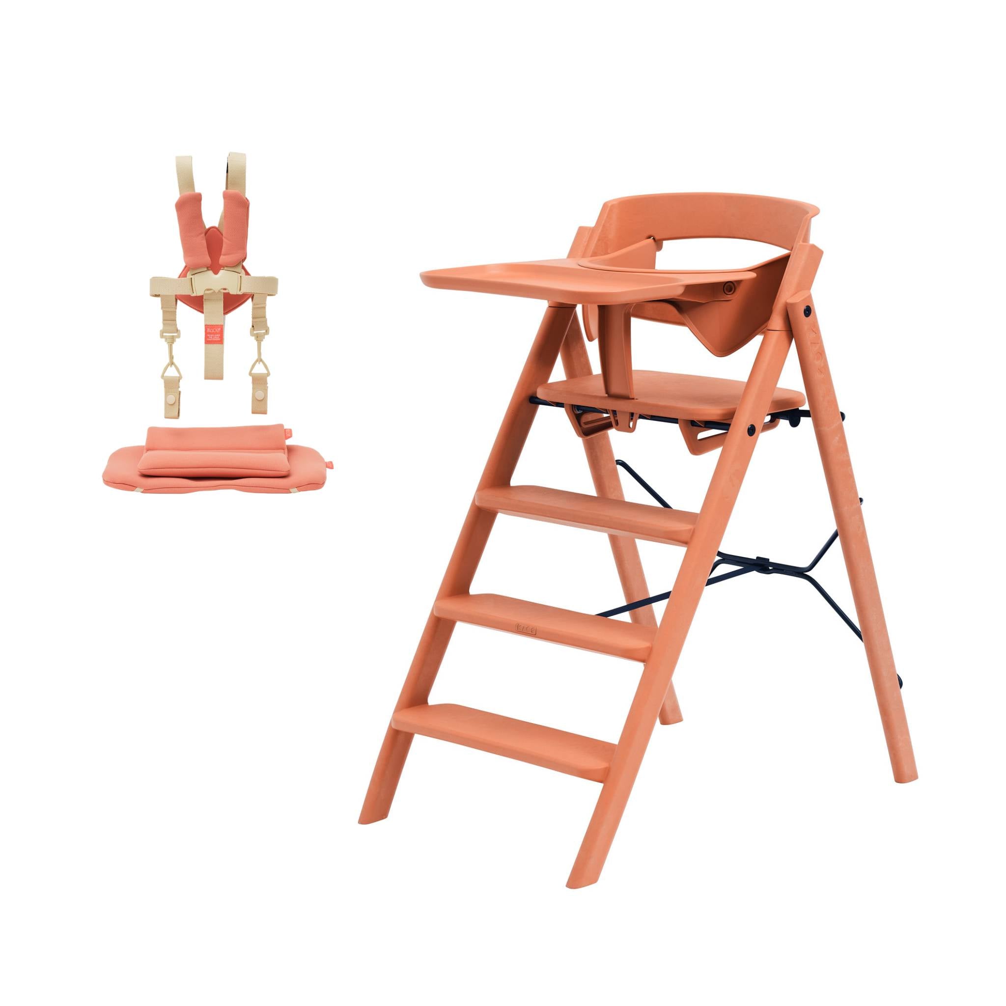 KAOS Klapp Recycled High Chair Baby Bundle - Terracotta Pink