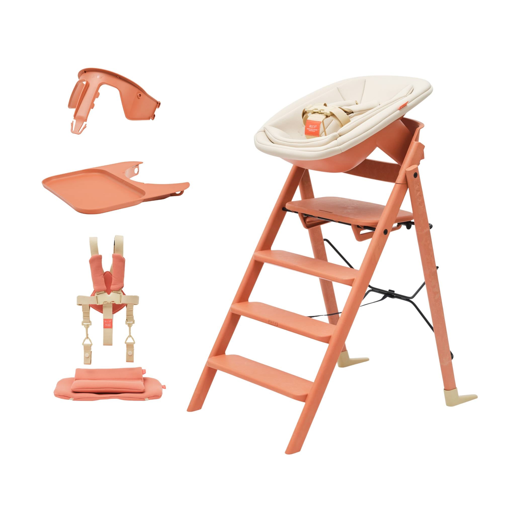 KAOS Klapp Recycled High Chair Complete Bundle - Terracotta Pink