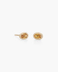Ellipse Studs Pair in 14K / Yellow Sapphire