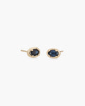 Blue Sapphire Ellipse Studs