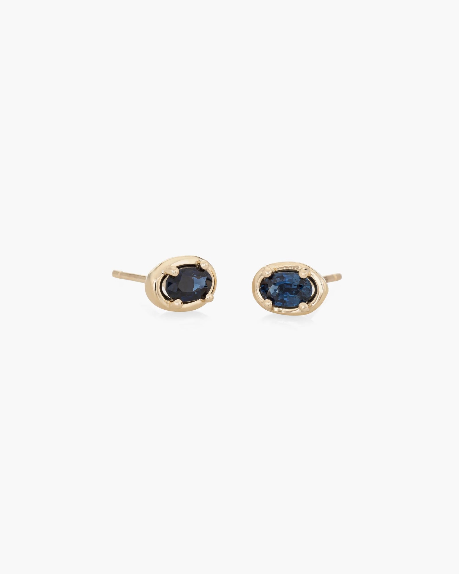 Blue Sapphire Ellipse Studs