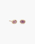 Ellipse Studs Pair in 14K / Pink Sapphire