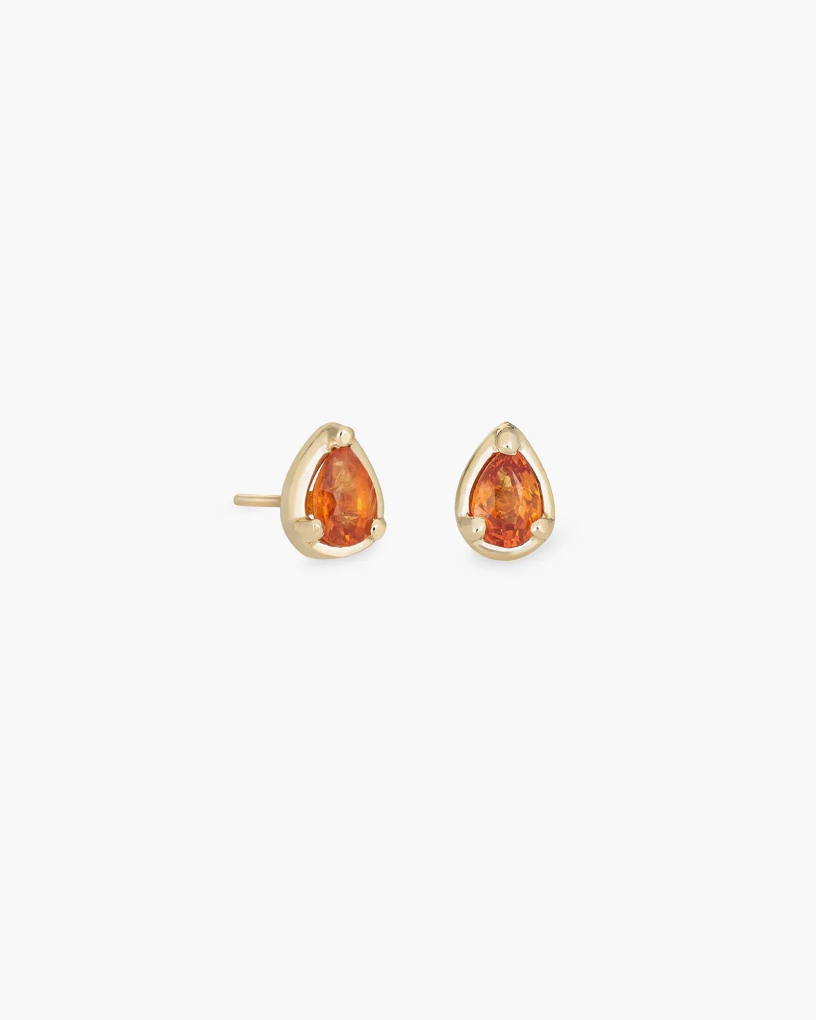 Orange Sapphire Teardrop Studs