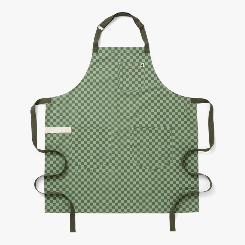 Kale Green Check Essential Apron