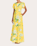 Katherine Floral Tulip-Sleeve A-Line Gown