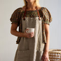 Stonewashed Natural Linen and Leather Apron