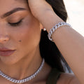 Diamond Cuban Chain + Bracelet Bundle in White Gold- 8.5mm