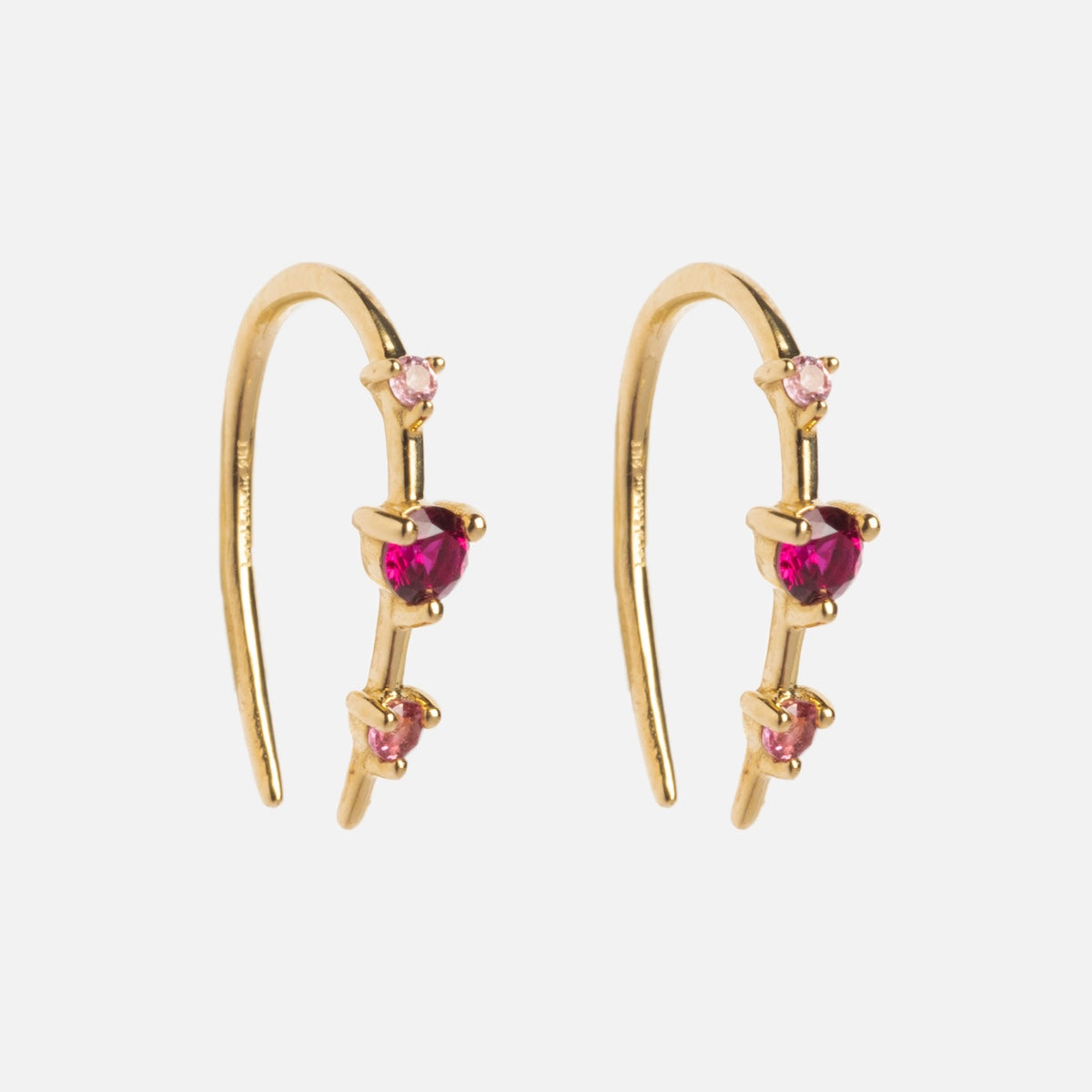 Solid Gold Ombre Birthstone Ear Huggers