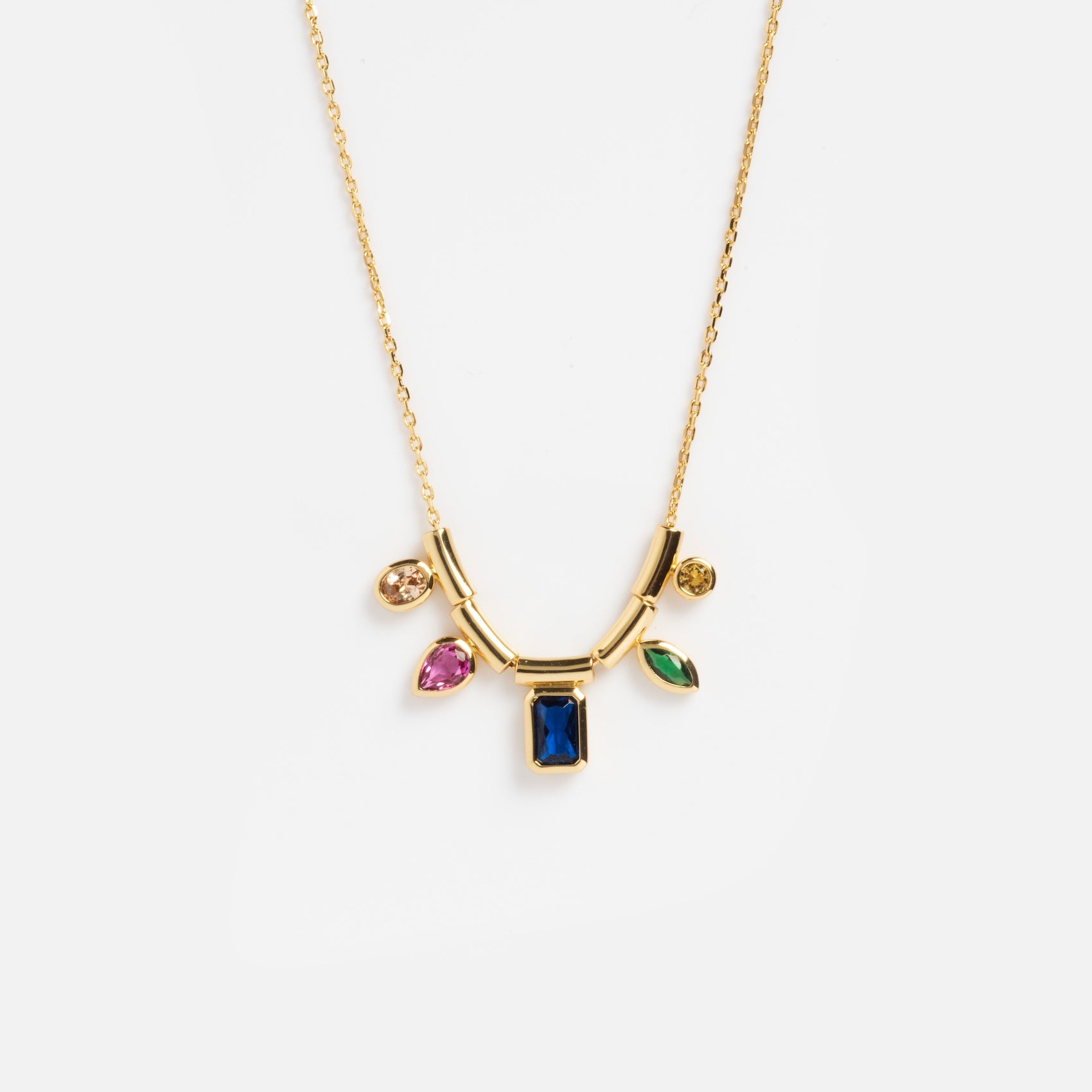 Technicolor Gem Drop Necklace